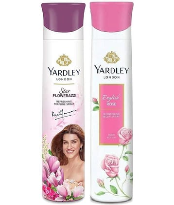 Yardley London - 1 FLAFERAZZI & ENGLISH ROSE  150ML EACH, Deodorant Spray for Men,Women 300 ml ( Pack of 2 )