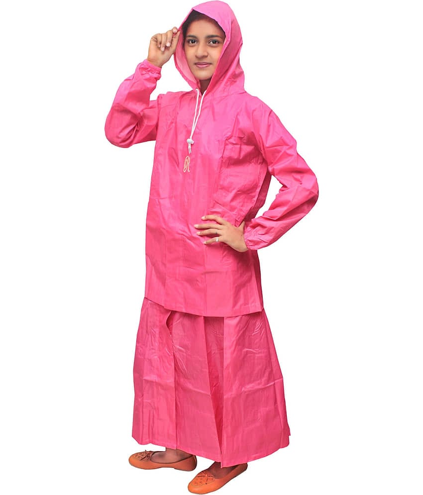 Goodluck Nylon Raincoat Set - Pink