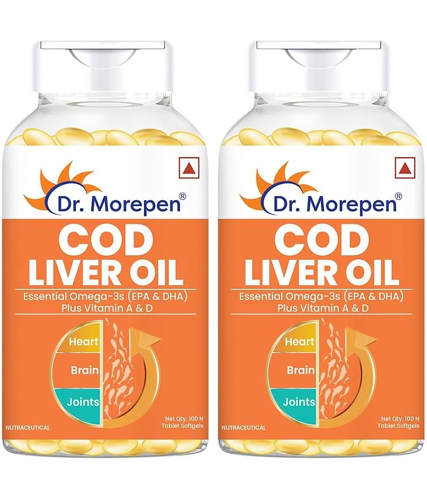 Dr. Morepen COD Liver Oil Capsules Omega 3, Natural EPA & DHA 100 Nos (Pack of 2)