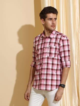 Blush check casual check full sleeve shirt-S