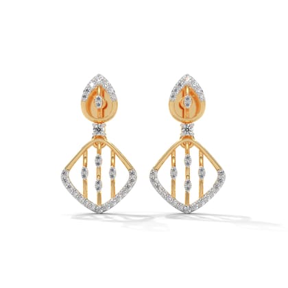 Makah Silver Moissanite Dangle Earrings | 22KT Gold Vermeil-Yellow Gold
