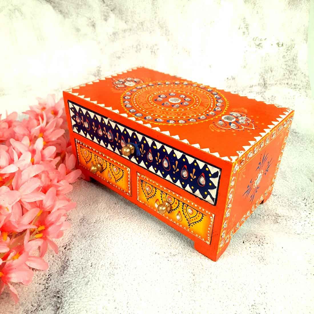 Jewelry Box Wood | Jewellery Organizer | Organizer for Rings, Necklace, Earrings, Makeup, Dressing Table Decor & Gifts -  9 Inch
