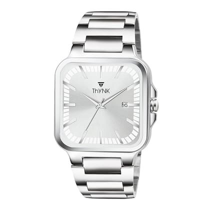 Thynk Men's Formal Analog Watch|Silver Square Dial, Stainless Steel Strap Thynk Men's Formal Analog Watch|Silver Square Dial, Stainless Steel Strap
