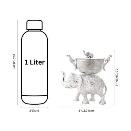 Handcrafted German Silver Elephant Bowl with Lid - Traditional Indian Dry Fruit Bowl for Home Decor & Gifting Handcrafted German Silver Elephant Bowl with Lid - Traditional Indian Dry Fruit Bowl for Home Decor & Gifting