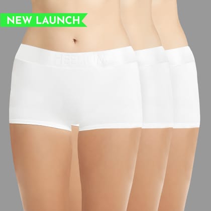 Bamboo Boyshorts Underwear for Women - Pack of 3-Small / White | White | White