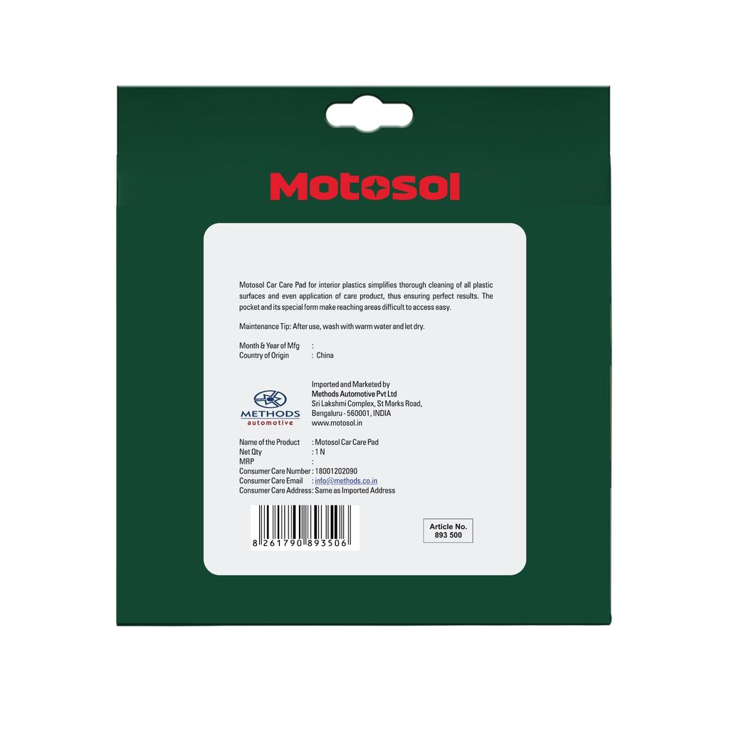 Motosol Car Care Pad (Green,340GSM) | Ultra-Soft Reusable Applicator Pads with Finger Loop for Car, Bike, Glass, Multi-Surface Cleaning | Ultra-Soft Car Pads for Polishing | Reusable Sponge Foam Pad