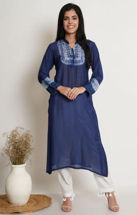 Shibori Yoke Kurta Set-S