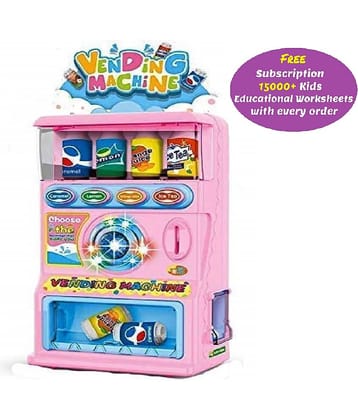Interactive Vending Machine Toy, Pretend Play Electronic Drink Machines, Early Developmental Toy, Develop Common Sense of Life, with Music and Light & Christmas Gifts for Boys & Girls (Free subscription of kids Educational worksheets)