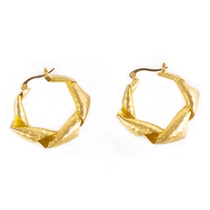 Handcrafted Brass Twisted Hoop Earring