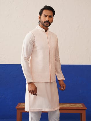 Light peach colour bundi kurta set-XS/36 / Churidaar Set