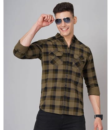 Paul Street - Olive 100% Cotton Slim Fit Men's Casual Shirt ( Pack of 1 )
