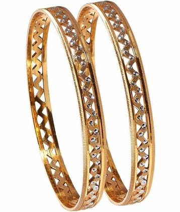 Jewar Gold Plated White Alloy Party Wear Bangle Set