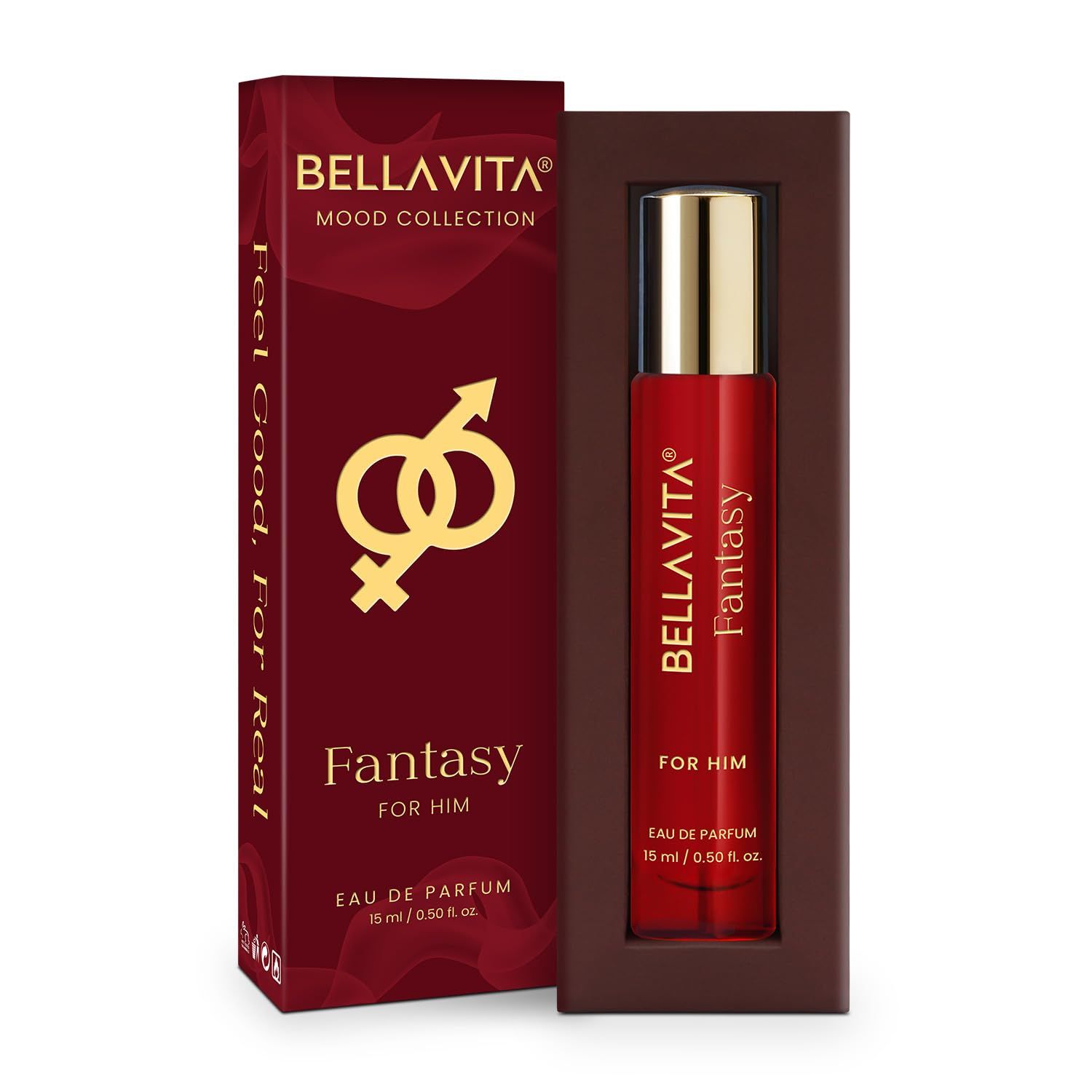 BELLAVITA Mood Collection Fantasy EDP for Him with Apple, Cinnamon, Musk and Vanilla |Premium, Long Lasting Fragrance Perfume for Men, 15ml BELLAVITA Mood Collection Fantasy EDP for Him with Apple, Cinnamon, Musk and Vanilla |Premium, Long Lasting Fragra