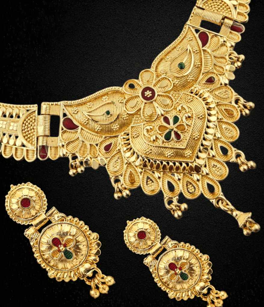 Exquisite Gold-Plated Kundan Choker with Earrings