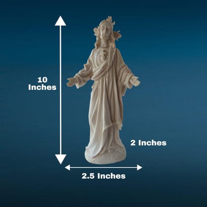 AMS Sacred Heart of Jesus Idol Statue | Christian Home Altar & Prayer Room Decor | Spiritual Religious Figurine for Living Room | Catholic Devotional Showpiece & Jesus Idol for Home (Resin, 25 cm)
