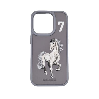 Valente Polo Heavy Quality Stitched Case Cover for iPhone 15 Pro - Premium Protection-Boris Series - Grey
