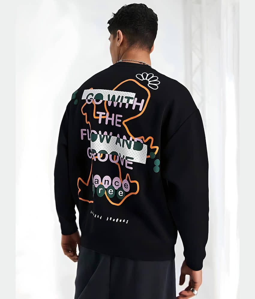 LEWEL Cotton Blend Slim Fit Printed Full Sleeves Men's Round T-Shirt - Black ( Pack of 1 )