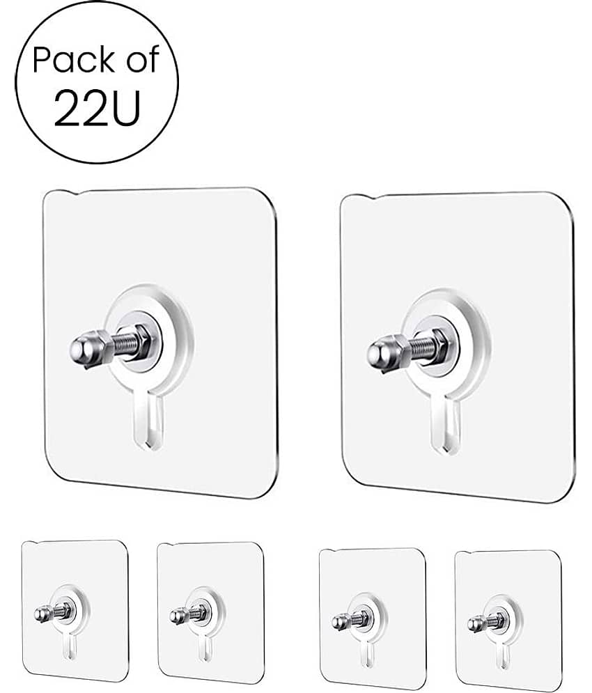 Self Adhesive Wall Hanging Hooks Pack of 22, WaterProof 10 Kg Capacity Strong for Home Kitchen