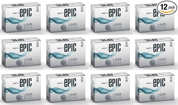 MANFORCE Epic Thinx Condoms for Men| Ultra Thin with 0.03 mm Thickness | 10 Count x 12 Condom  (Set of 12 120 Sheets)