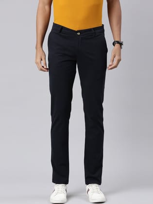 Classic Polo Men's Black Cotton Lycra Slim Fit Trousers | TRS-CHINO-BLK MF LY