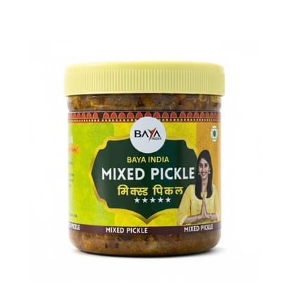 Baya India Homemade Mixed Pickle | Authentic Ghar ka Bana Achar | Traditional Indian Spicy & Tangy | Free from preservatives | Sun-Dried Chemical Free | No Vinegar | 100% Pure | 250g Plastic Jar Baya India Homemade Mixed Pickle | Authentic Ghar ka Bana Achar | Traditional Indian Spicy & Tangy | Free from preservatives | Sun-Dried Chemical Free | No Vinegar | 100% Pure | 250g Plastic Jar