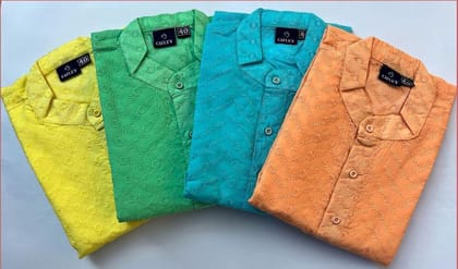 PRINTED KURTA WITH PAJAMAS  ( SIZES  :  34  -  Colour  :  Yellow  )