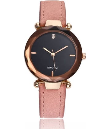 Cosmic Pink Leather Analog Womens Watch