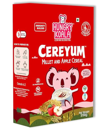 HUNGRY KOALA Millet & Apple Cereal Made With Natural Ingridients For Kids To Grow Healthy No Preservative Or Additives Or Maida