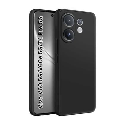 V3Deals Imported OG Silicone Protective Phone Case Compatible for Vivo V60 5G/V60e 5G/T4 Pro 5G, Black, Anti-Scratch, Anti-Fingerprint, Camera Protection