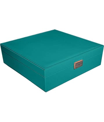 Jewellery Organiser PU Leather Zipper Portable Storage Box with Divider Container