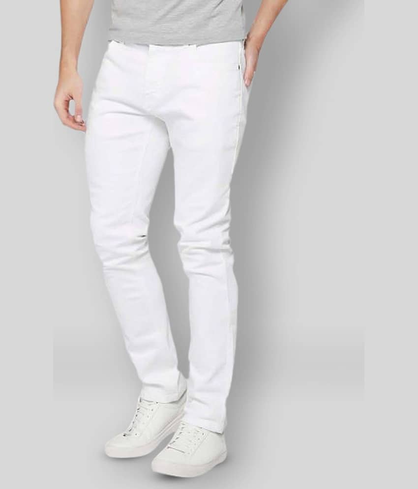 Calcium - White Cotton Blend Skinny Fit Men's Jeans ( Pack of 1 )