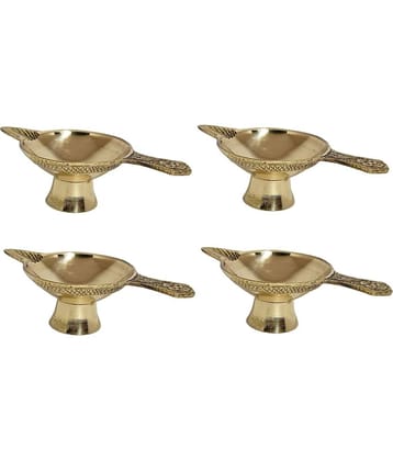 A & H ENTERPRISES - Aarti Diya Pital Diya Handle 4 Pieces ( Pack of 4 )