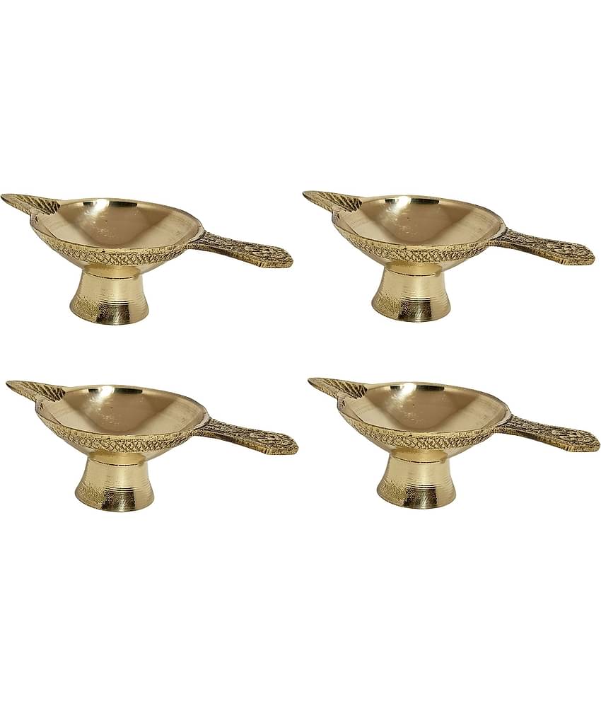 A & H ENTERPRISES - Aarti Diya Pital Diya Handle 4 Pieces ( Pack of 4 )
