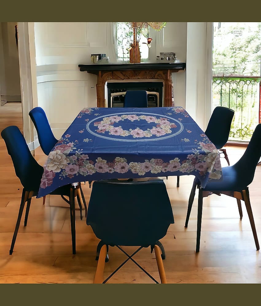 mopak decor Embroidered Polyester 6 Seater Rectangle Table Cover ( 137 x 91 ) cm Pack of 1 Purple
