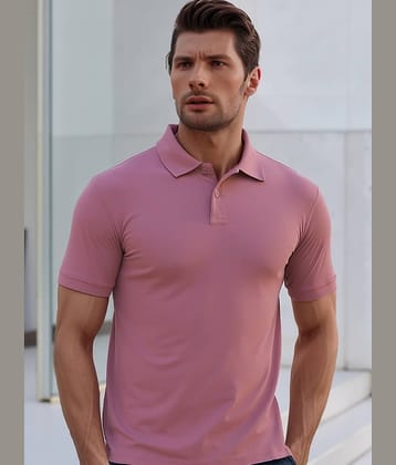renuovo Pack of 1 Cotton Blend Regular Fit Solid Half Sleeves Men's Polo T Shirt ( Pink )