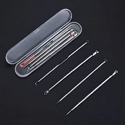 Elecsera 4Pcs Blackhead Pimple Golden Remover Tools for Face Professional Extractor Tweezers Kit (Pack of 4)