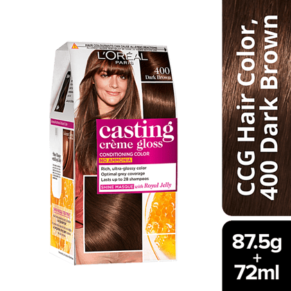 Loreal Paris Casting Creme Gloss Hair Colour, 87.5 G + 72 Ml 400 Dark Brown Loreal Paris Casting Creme Gloss Hair Colour, 87.5 G + 72 Ml 400 Dark Brown