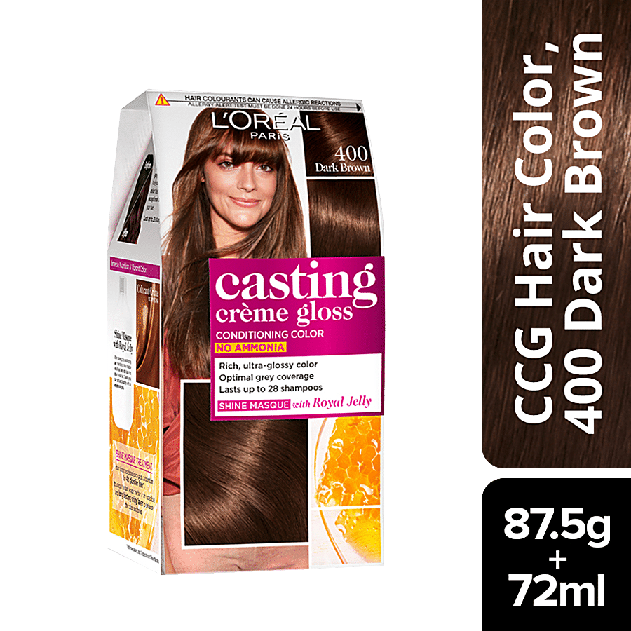 Loreal Paris Casting Creme Gloss Hair Colour, 87.5 G + 72 Ml 400 Dark Brown