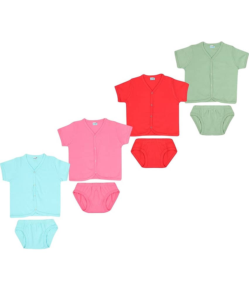 Dongli Pack of 4 Unisex for Baby 100% Cotton ( Multi )