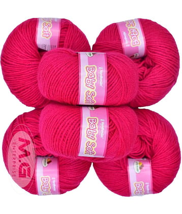 100% Acrylic Wool Magenta (Pack of 6) Baby Soft Wool Ball Hand knitting wool / Art Craft soft fingering crochet hook yarn, needle knitting yarn thread dyed â€¦ - O PJ