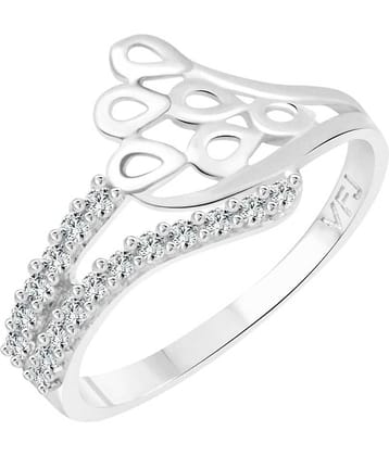 Vighnaharta Mayur Pankh CZ Rhodium Plated Alloy Ring for Women and Girls - [VFJ1253FRR8]