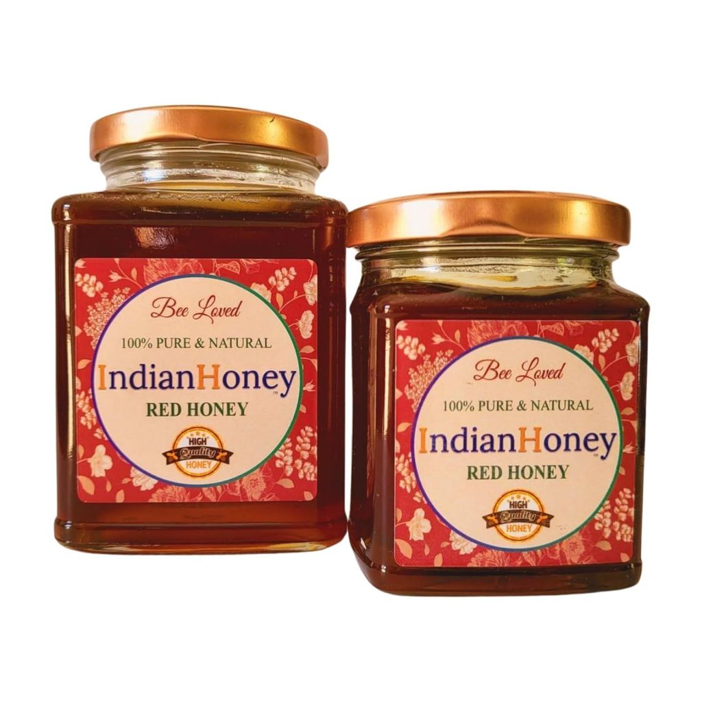 IndianHoney Red Honey 100% Natural & Unprocessed | Sourced from Indian Forests | Rich in Antioxidants | No Added Sugar (500gm)
