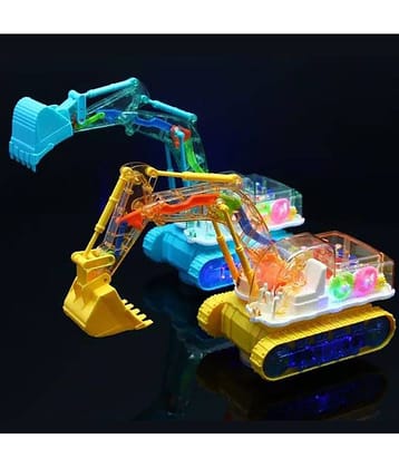 TOY DEKHO  Electric Universal Transparent Mechanical Gear Excavator Light Music Engineering Vehicle Truck Toy for Boys & Girls Age 2, 3, 4, 5, 6, 7, 8 Multicolour Plastic Musical Battery Operated Toy