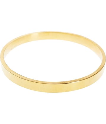 KESAR ZEMS Flat Wide Unisex Brass Kada (Size:2.8 Inche) Golden.