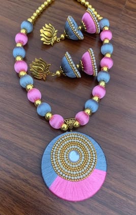 Elegant Dual-Tone Silk Thread Jewellery Set