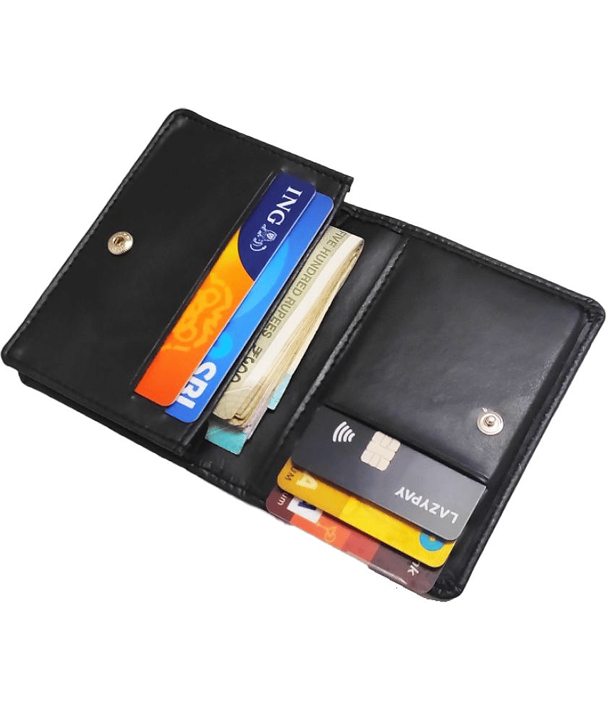 RAGE GAZE - Black Faux Leather Men's Short Wallet ( Pack of 1 )