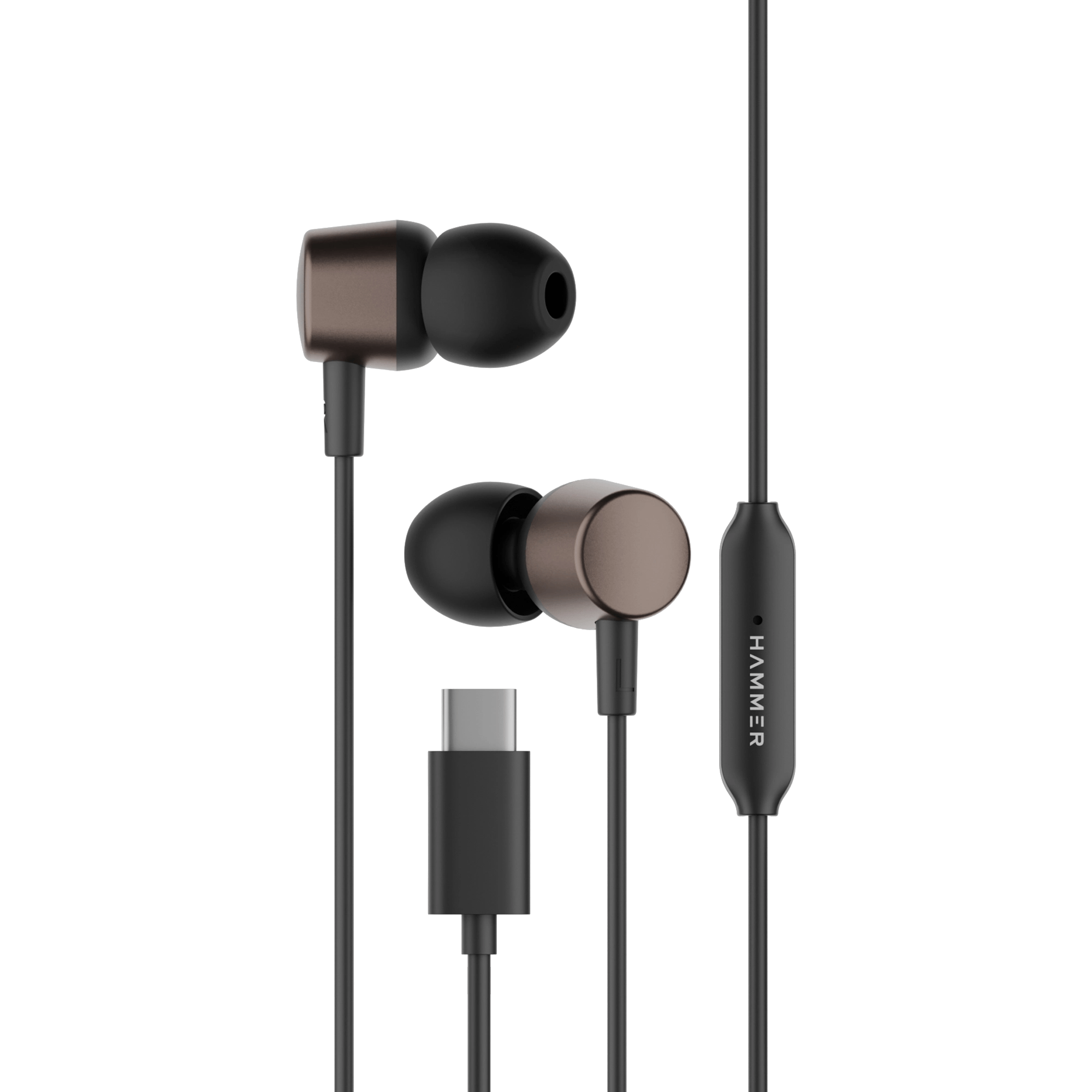 Hammer Nova 2 Type C Wired Earphones with Mic, Metal Build, 13mm Drivers, Tangle-Free Cable (Black) Hammer Nova 2 Type C Wired Earphones with Mic, Metal Build, 13mm Drivers, Tangle-Free Cable (Black) - Black
