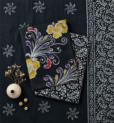Handcrafted Batik Print Unstitched 3-Piece Cotton Suit Set Handcrafted Batik Print Unstitched 3-Piece Cotton Suit Set