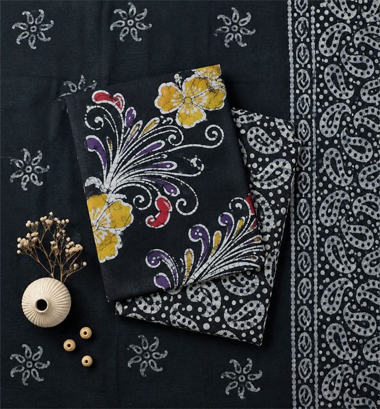 Handcrafted Batik Print Unstitched 3-Piece Cotton Suit Set