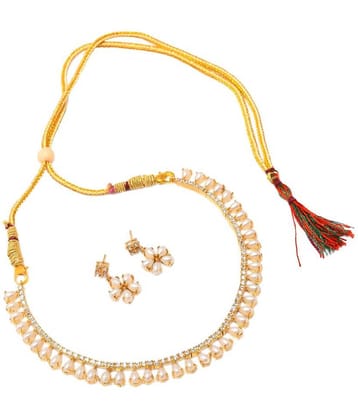 Jewar Mandi Brass White Collar Contemporary/Fashion Gold Plated Necklaces Set